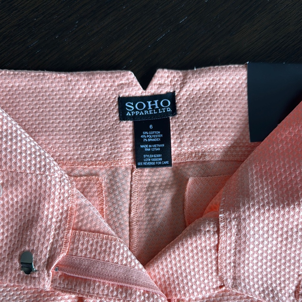Soho Apparel Orange Bermuda Shorts Tailored Cotton Blend - Picture 2 of 4